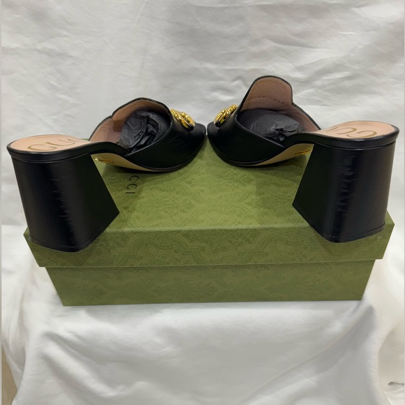 COPY - GUCCI 
Nappa Horsebit 75mm Slide Sandals. 38 Black - Picture 3 of 7